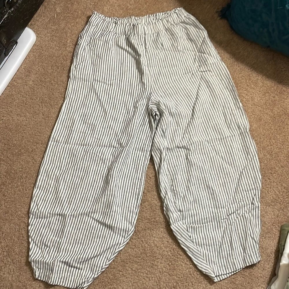 Len Ok 100% linen striped pants
